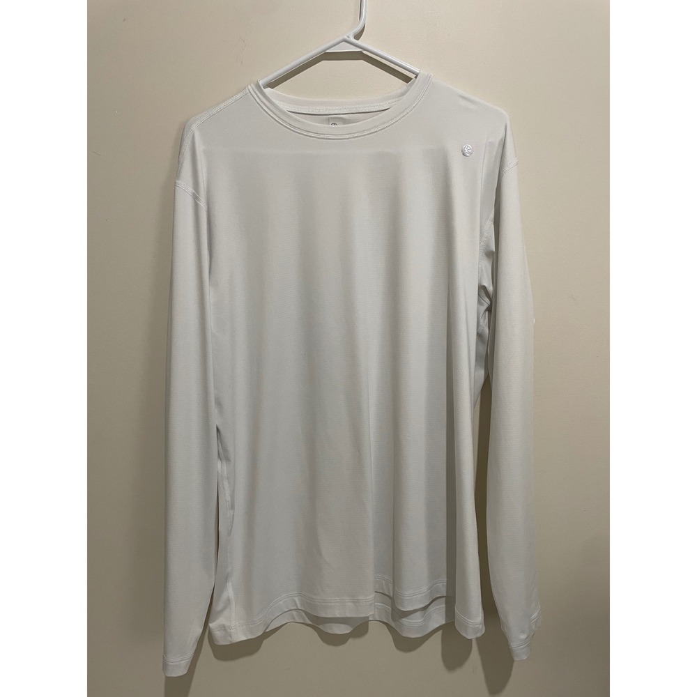 Rhoback Mens White Long Sleeve Performance Tee Shirt Large Golf Activewear